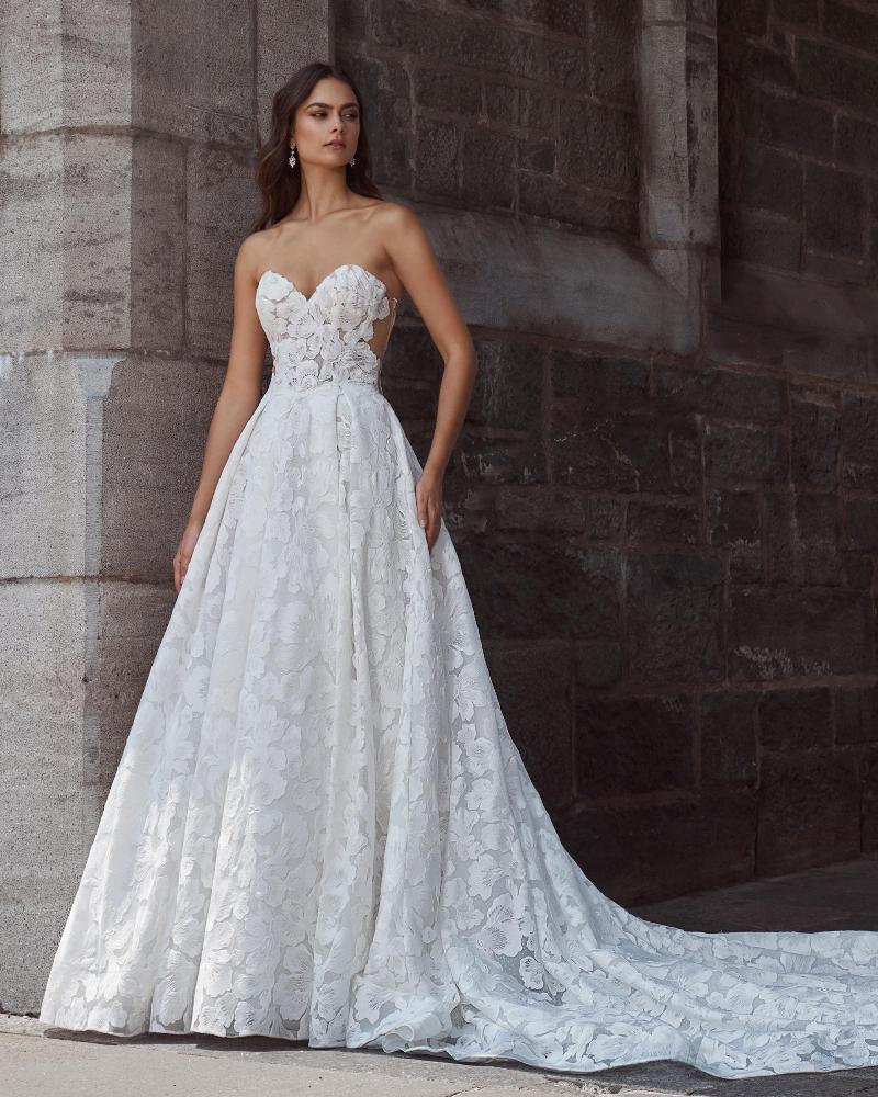 124126 lace a line wedding dress with sleeves or strapless neckline4